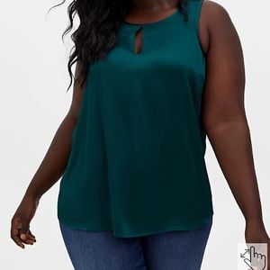 TEAL SHINE CRINKLED GAUZE KEYHOLE SWING TANK